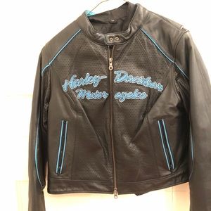 Harley Davidson Leather Riding Jacket Petite Large